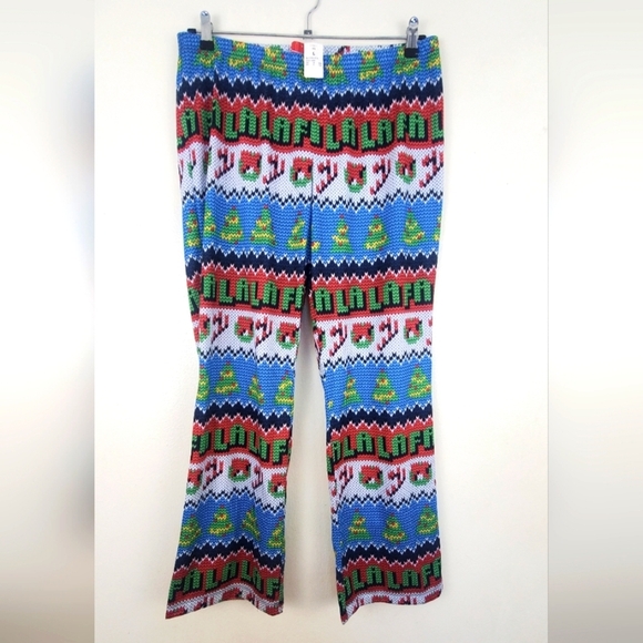 Target Christmas Pants Festive Knit-Style Pull On Flare FA LA LA Size Large - Picture 1 of 12